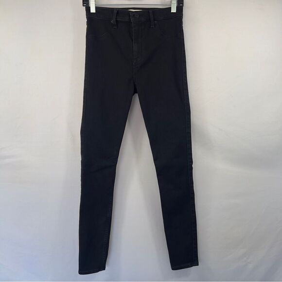 Abercrombie and Fitch High Rise Super Skinny Ankle Distressed Black Jeans 0687 - Picture 1 of 14